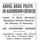 Abdul Baha Prays in Ascension Church