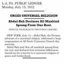 Urges Universal Religion