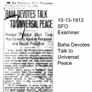 Baha Devotes Talk to Universal Peace