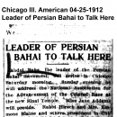 Leader of Persian Bahai to Talk Here