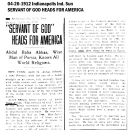 "Servant of God" Heads for America