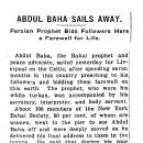 Abdul Baha Sails Away
