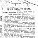 Abdul Baha to Speak